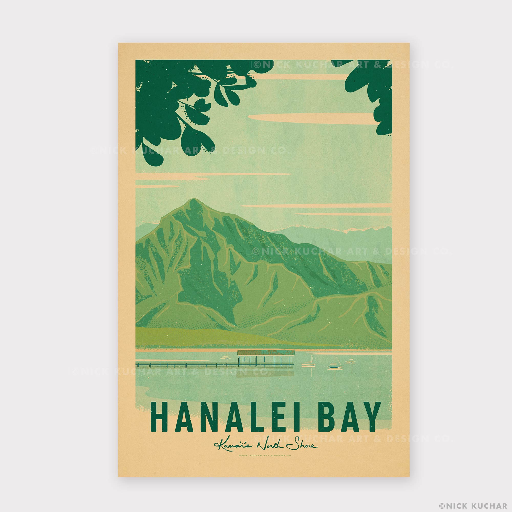 ハナレイ・ベイ Kauai島【30cm x 46cm】 ハワイトラベルプリント – JP