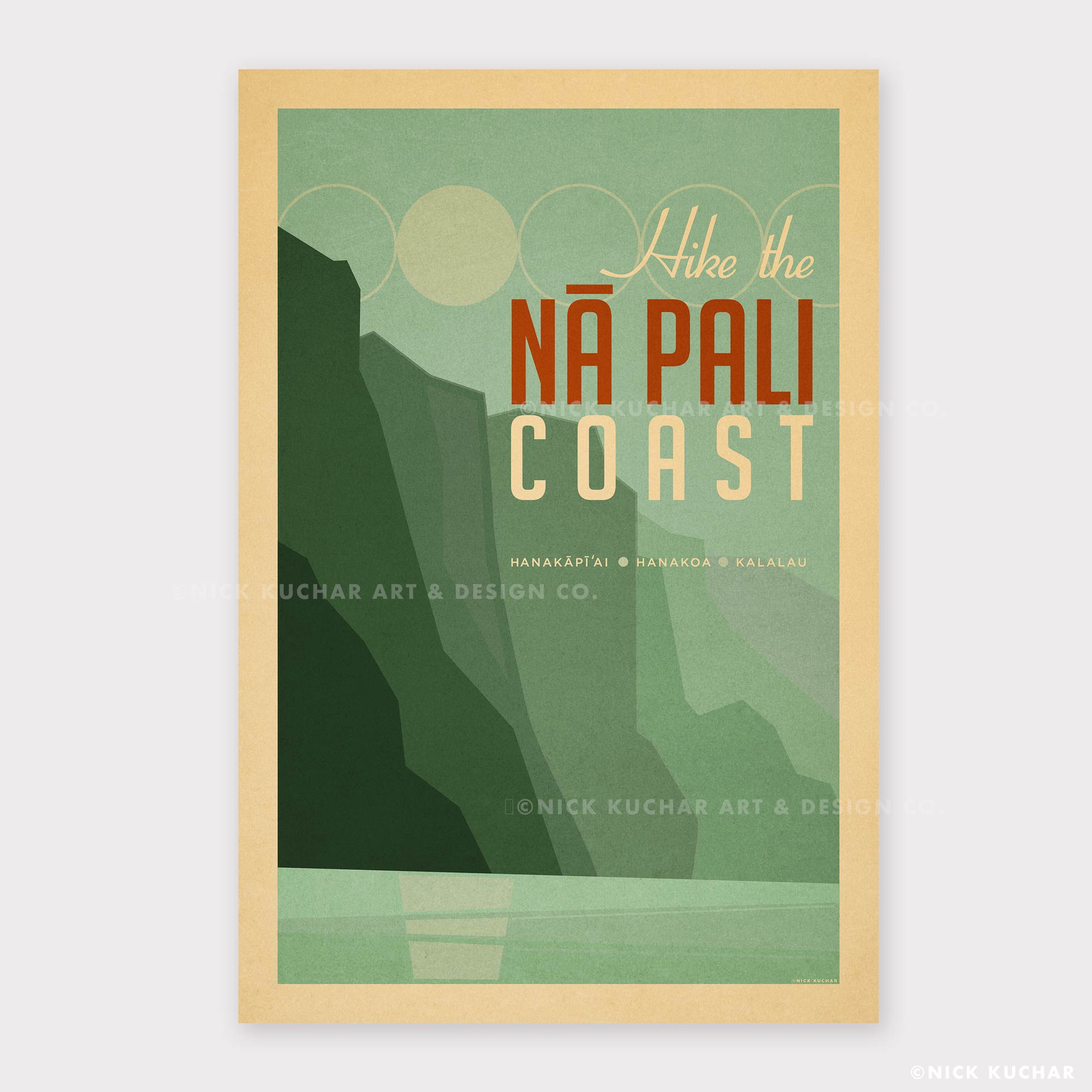 ナ・パリ・コーストKauai島【30cm x 46cm】 ハワイトラベルプリント – JP
