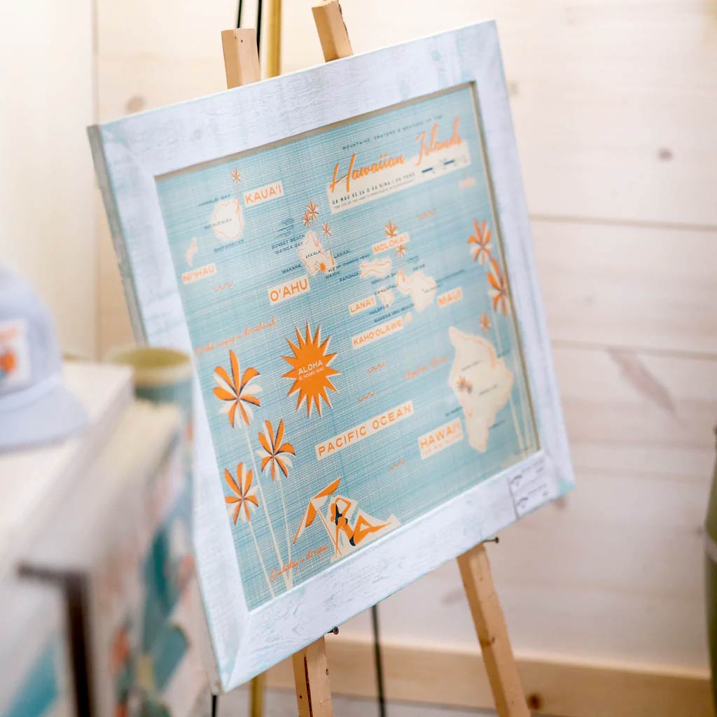 ハワイアンアイランド諸島【45cm x 60cm】 シルクスクリーンプリントマップ – JP